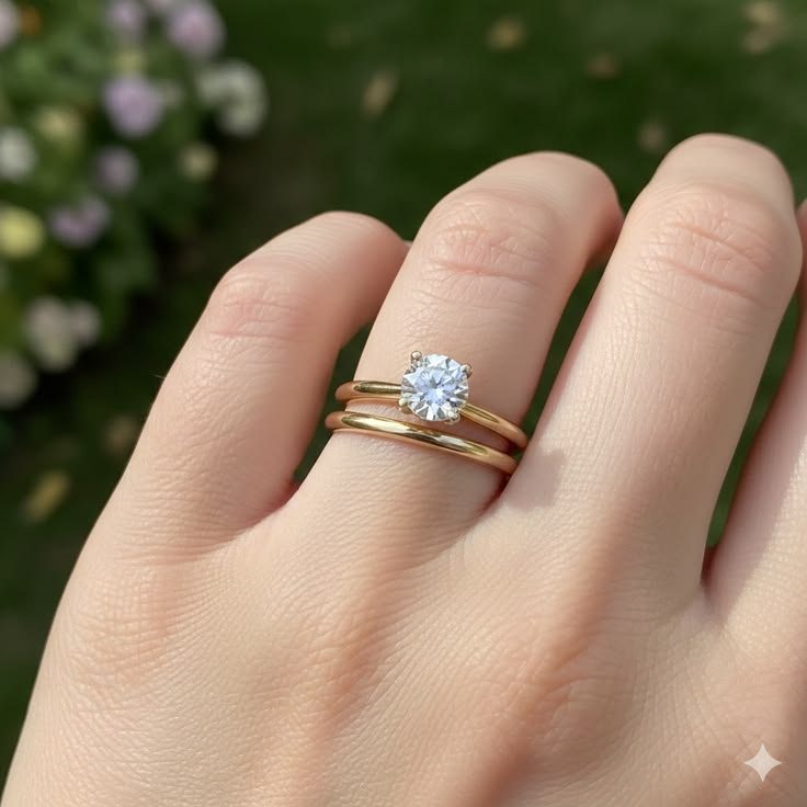 Solitário Clássico — Aro liso, 4 garras em ouro 18k